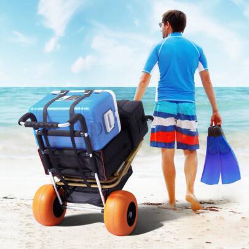Outdoor Camping Decke - Chariot de plage pliable avec roues