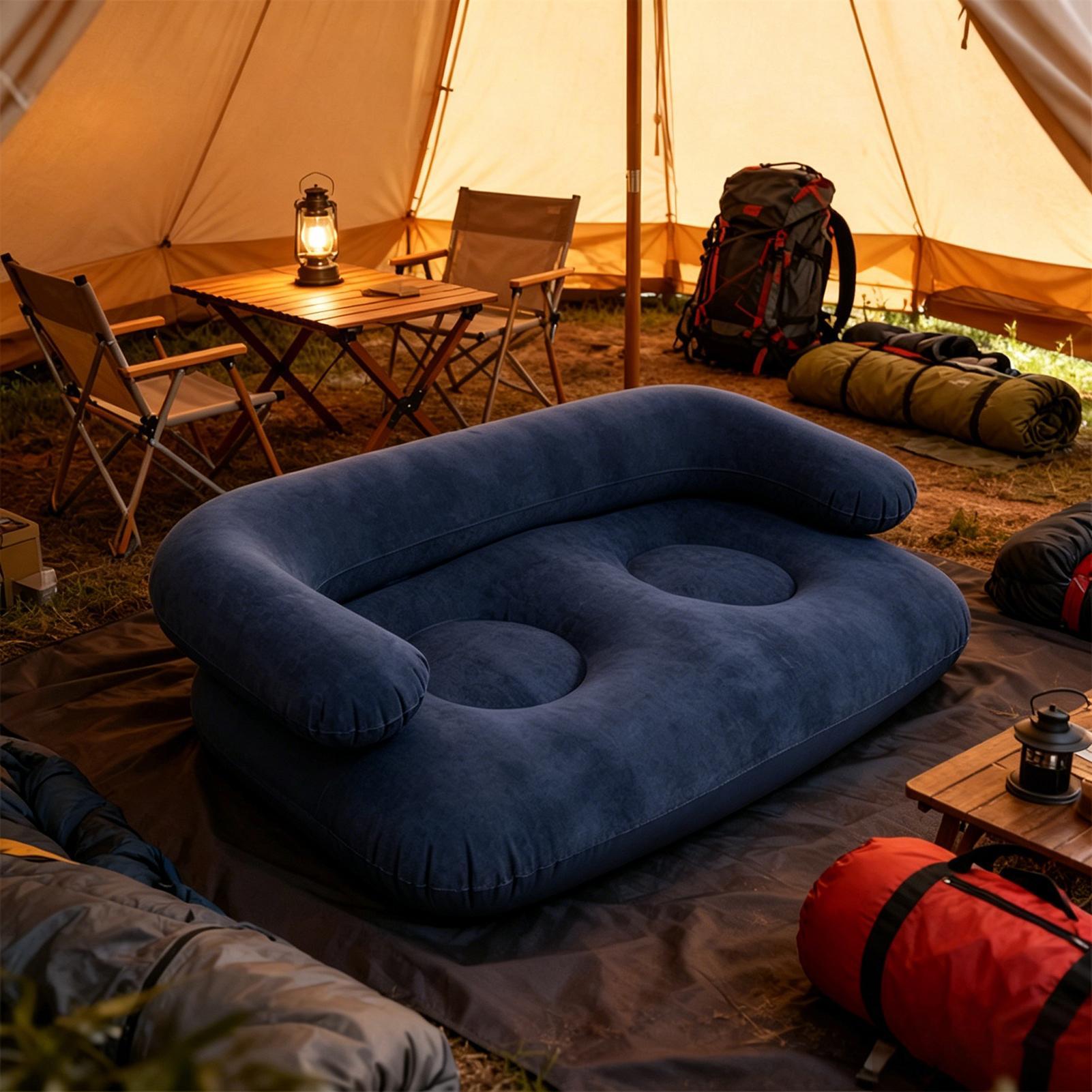 Outdoor Camping Decke - Canapé gonflable floqué 135x66x45cm avec gonflage
