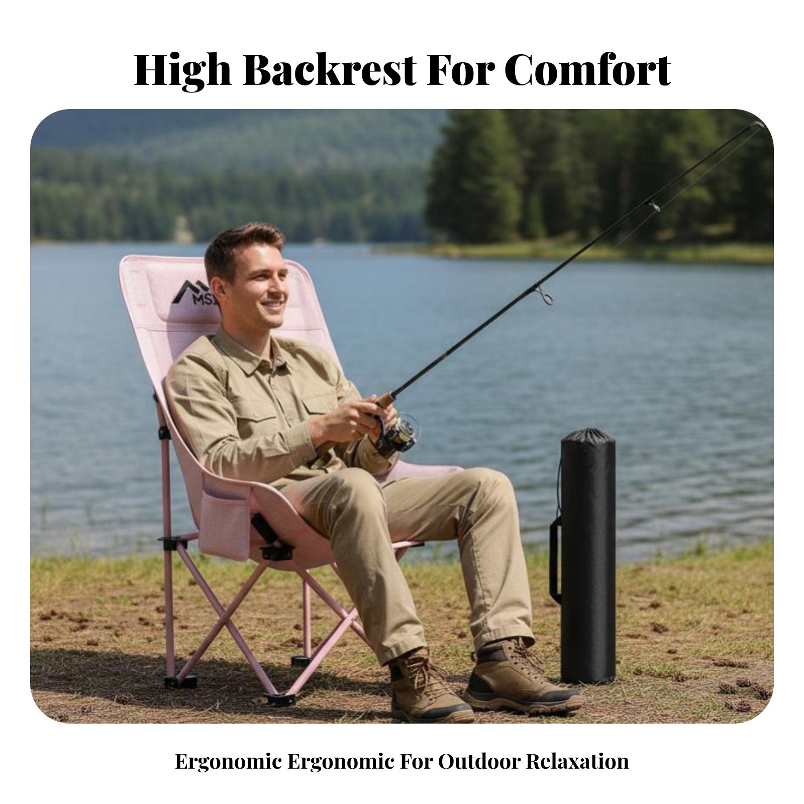 Outdoor Camping Recliner - Chaise pliante à dossier haut en