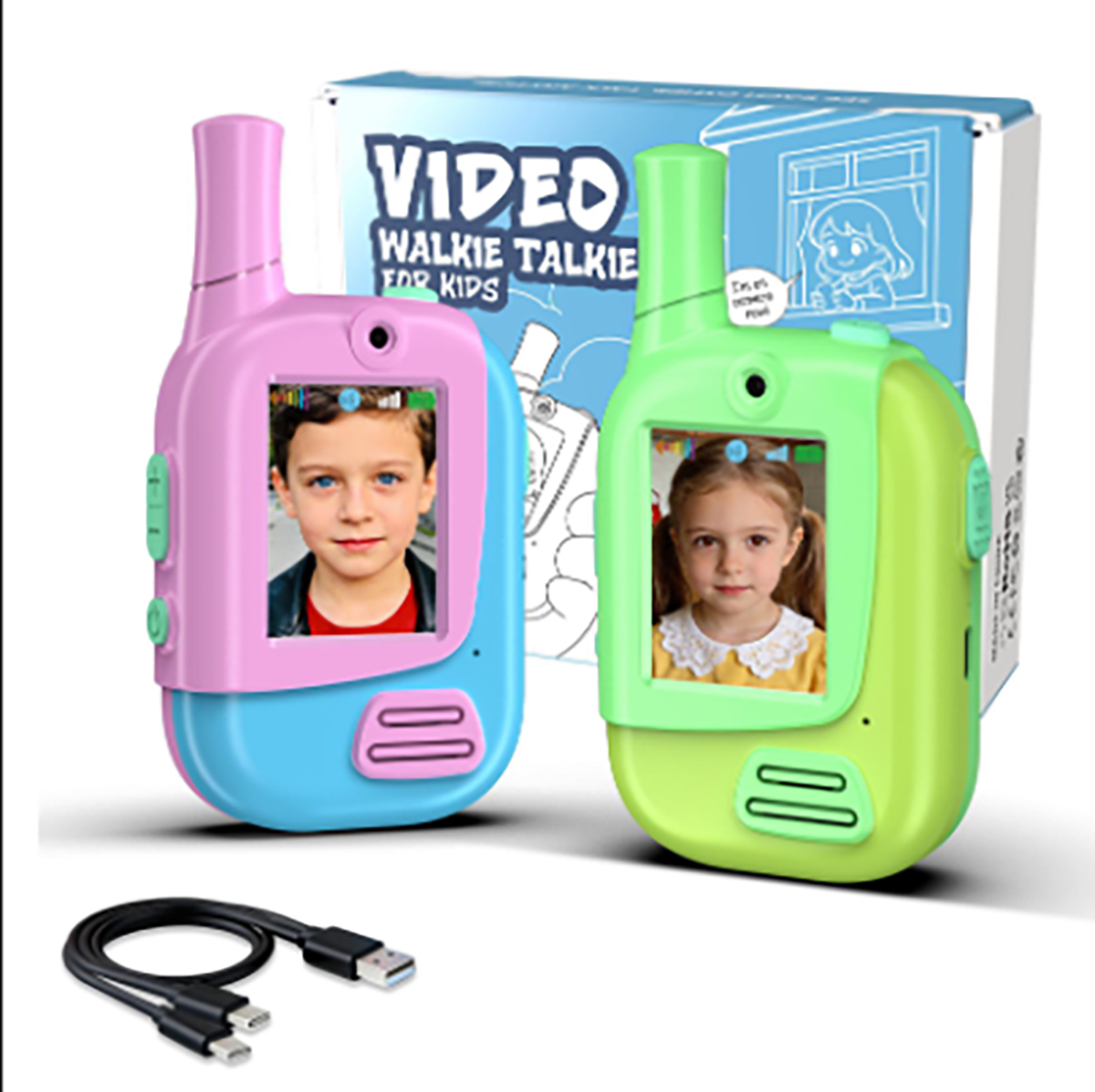 Outdoor Camping Games For Kids - Lot de 2 talkies-walkies vidéo rechargeables