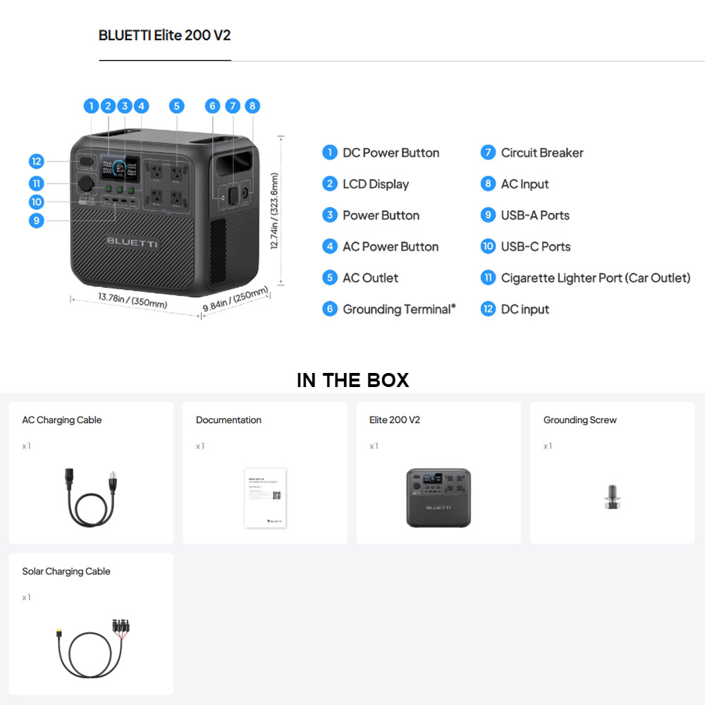 【Renew】BLUETTI Elite 200 V2 St - Outdoor Camping Kit avis et prix