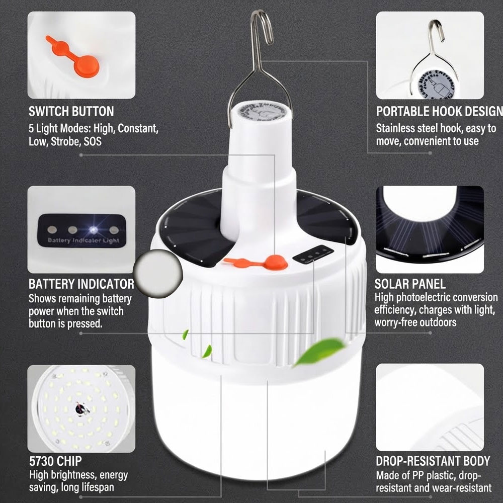Lampe solaire USB LED extérieu - Outdoor Camping Light Ideas avis et prix